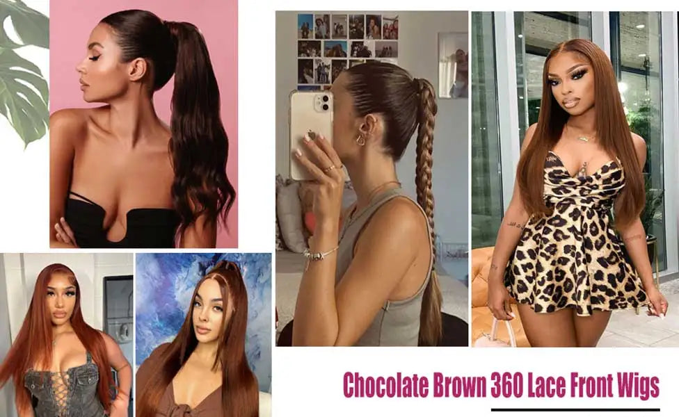 Hidden Invisible Strap Full HD Lace Glueless Wig Straight Chocolate Brown Front