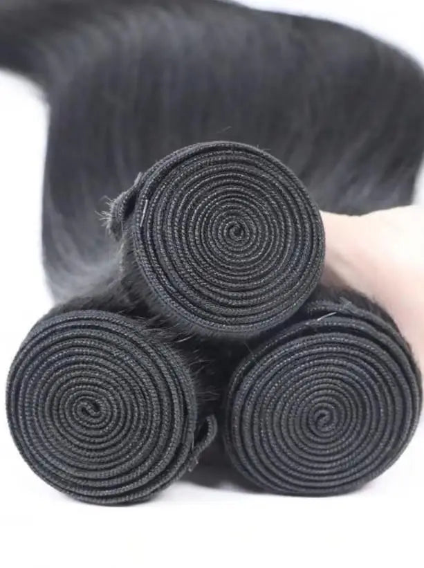 Long Straight Human Hair Bundles Natural Brazilian Virgin 1/3/4 Extensions Double Weft