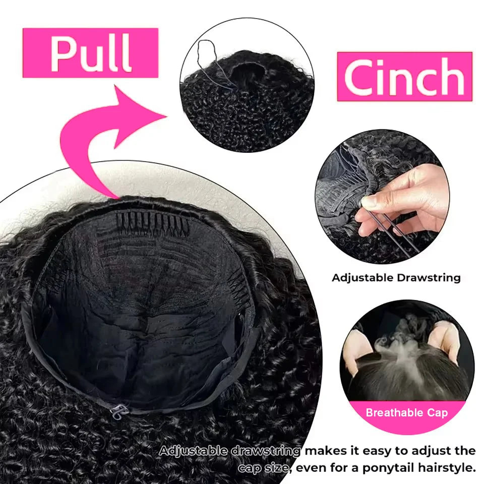 Burmese Curly Human Hair Half Wig — Glueless 3-in-1, 300% Density
