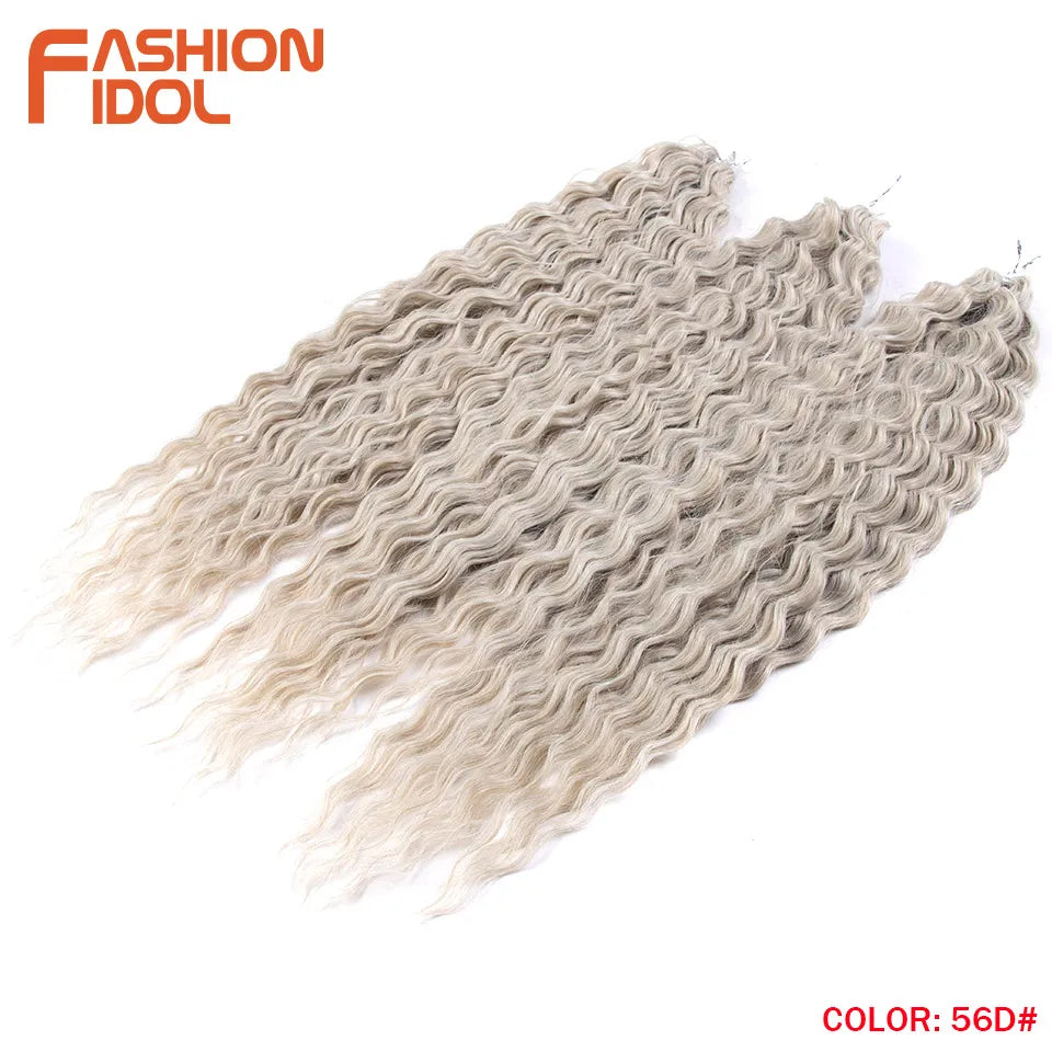 Synthetic Twist Crochet Curly Hair Water Wave Braid Ombre Blonde Brown Deep