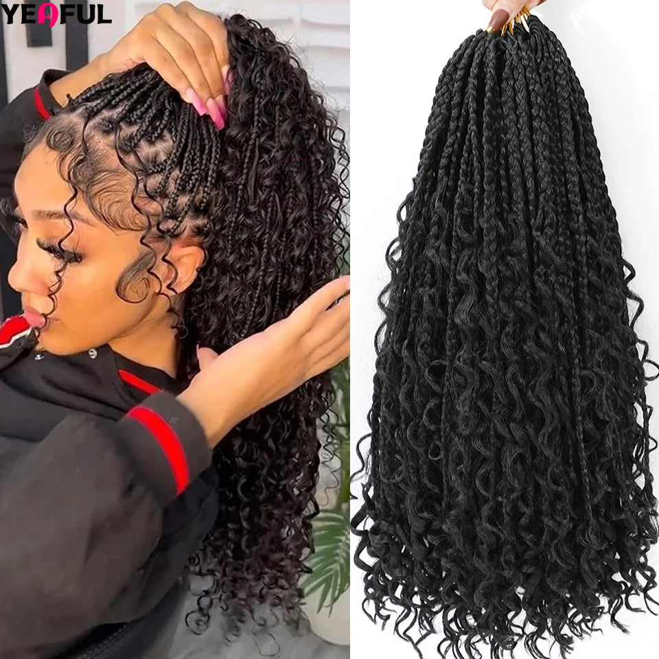 Ombre Goddess Box Braids Crochet Hair Dark Brown Chocolate Ginger Bohemian Curly