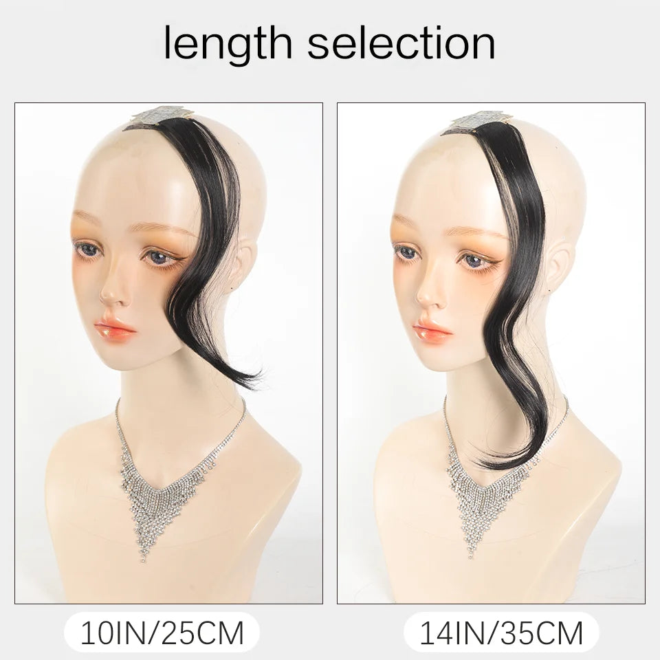 Chic 10'14-Inch Clip-In Bangs with Temples - Synthetic Curly Wavy Hairpieces, Versatile & Easy to Style