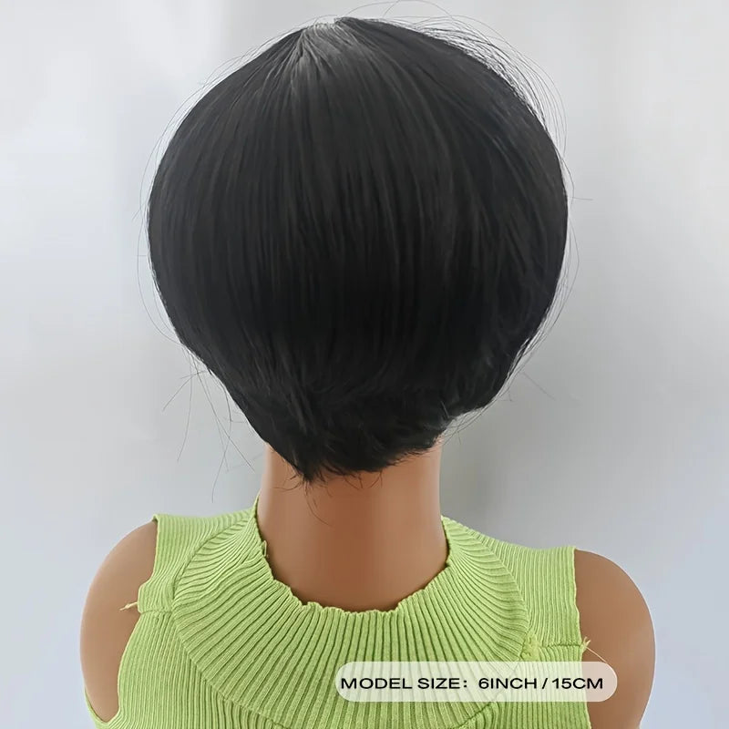 Black Short Shag Layered Wig Bang Synthetic Daily Party Cosplay