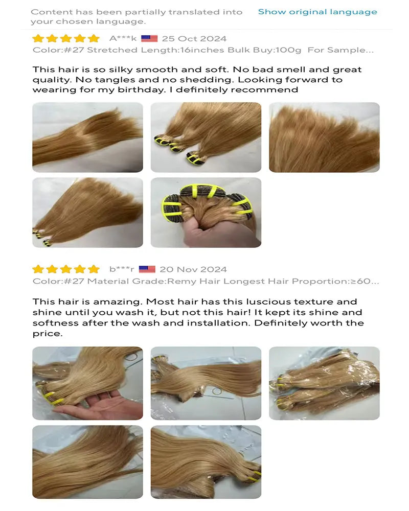 Honey Blonde Bundles Straight Grade 15A, 100% Unprocessed Virgin Human Hair Colored