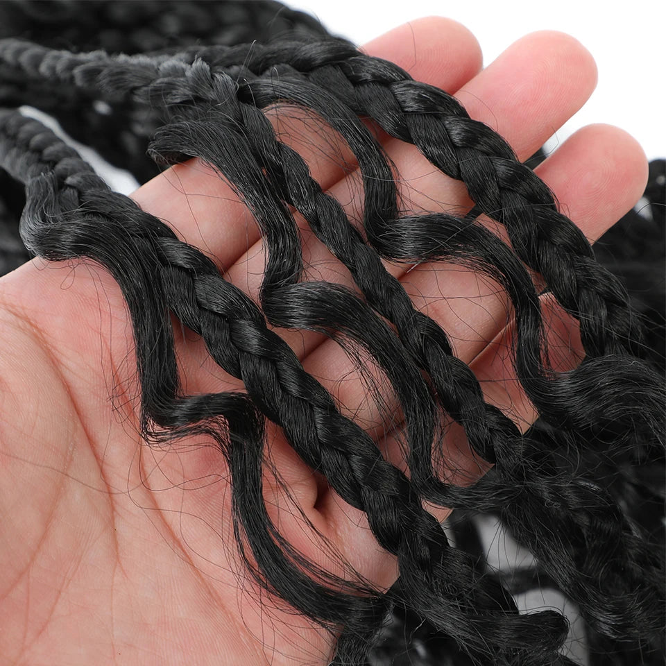 Boho Box Braids Crochet Synthetic Hair Goddess Curly Ends Bohomian