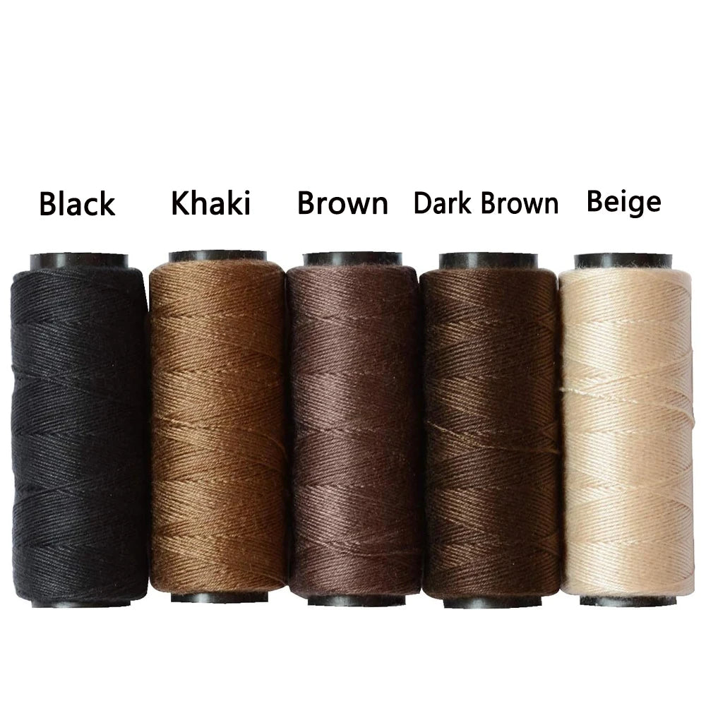 5 Rolls Sewing Threads Using for Hand Sewing Hair Extensions Making Wigs DIY (Black, Brown, Dark Brown, Beige, Khaki)
