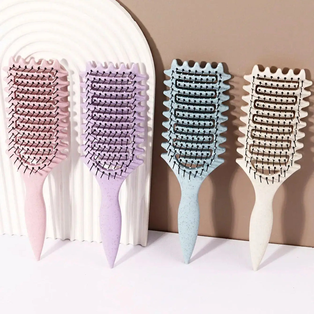 Curling Styling Brush, Hollow Massage Comb, Nylon Bristles, ABS Handle, Comfortable Grip
