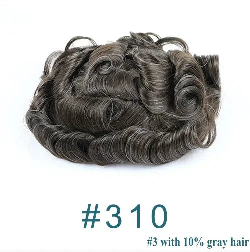0.02mm Super Thin Skin 1B10 Grey Wig Natural Hairline Undetectable 80%Density Men's