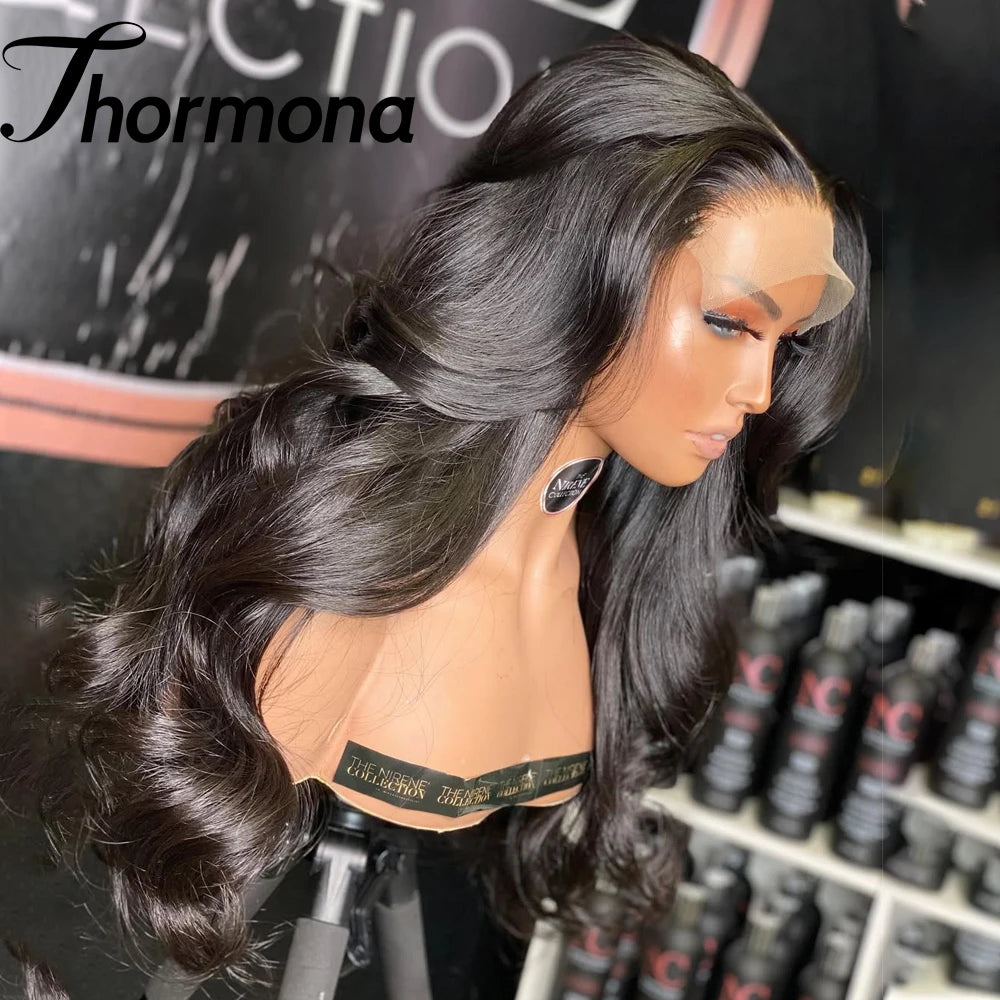 1B/99J Body Wave, 13x4 HD Lace Front Highlight Wig Synthetic Density Ombre