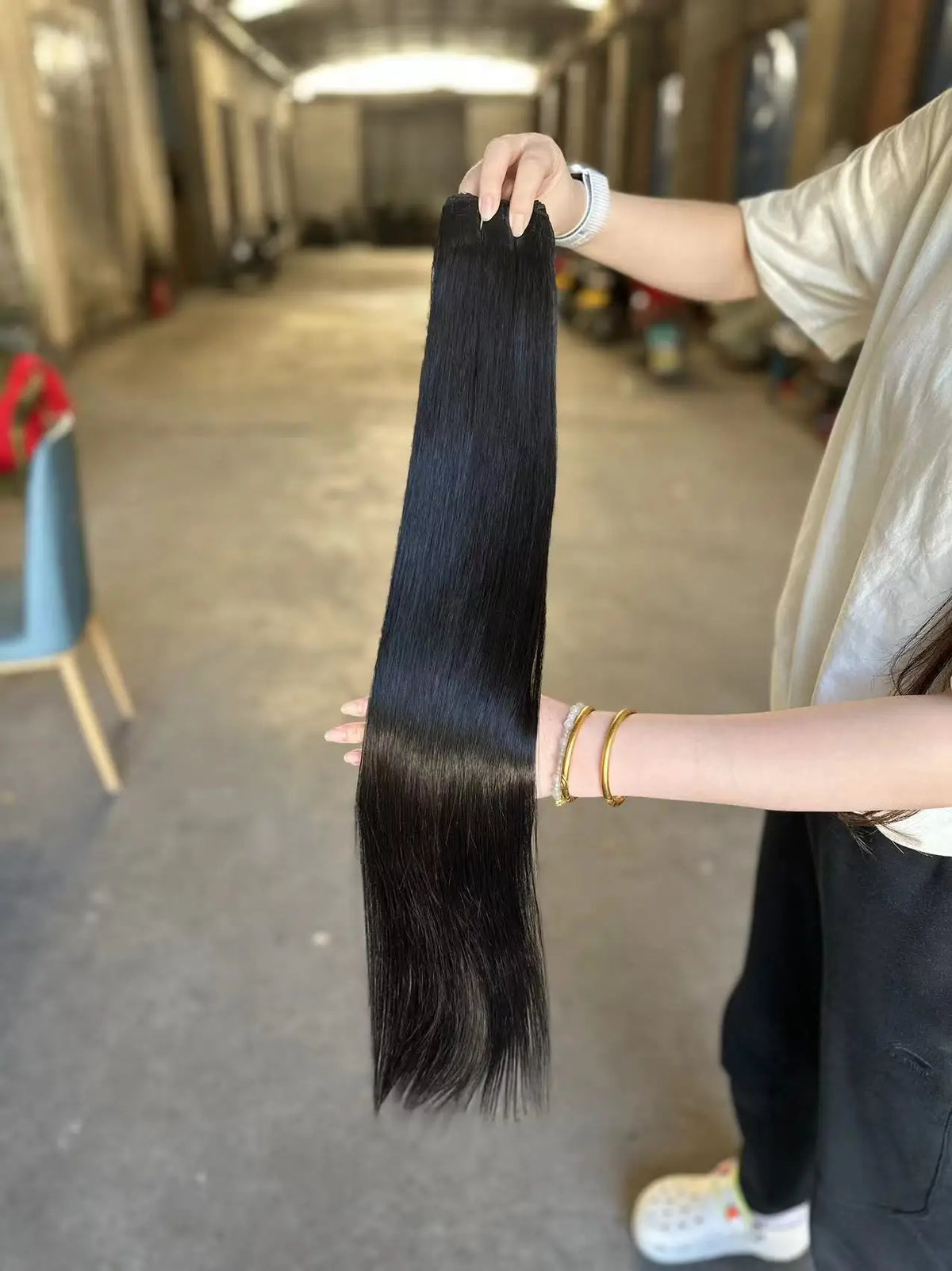 Bone Straight Hair Bundles Salon Natural Extensions Fake Fibers Super Long Synthetic