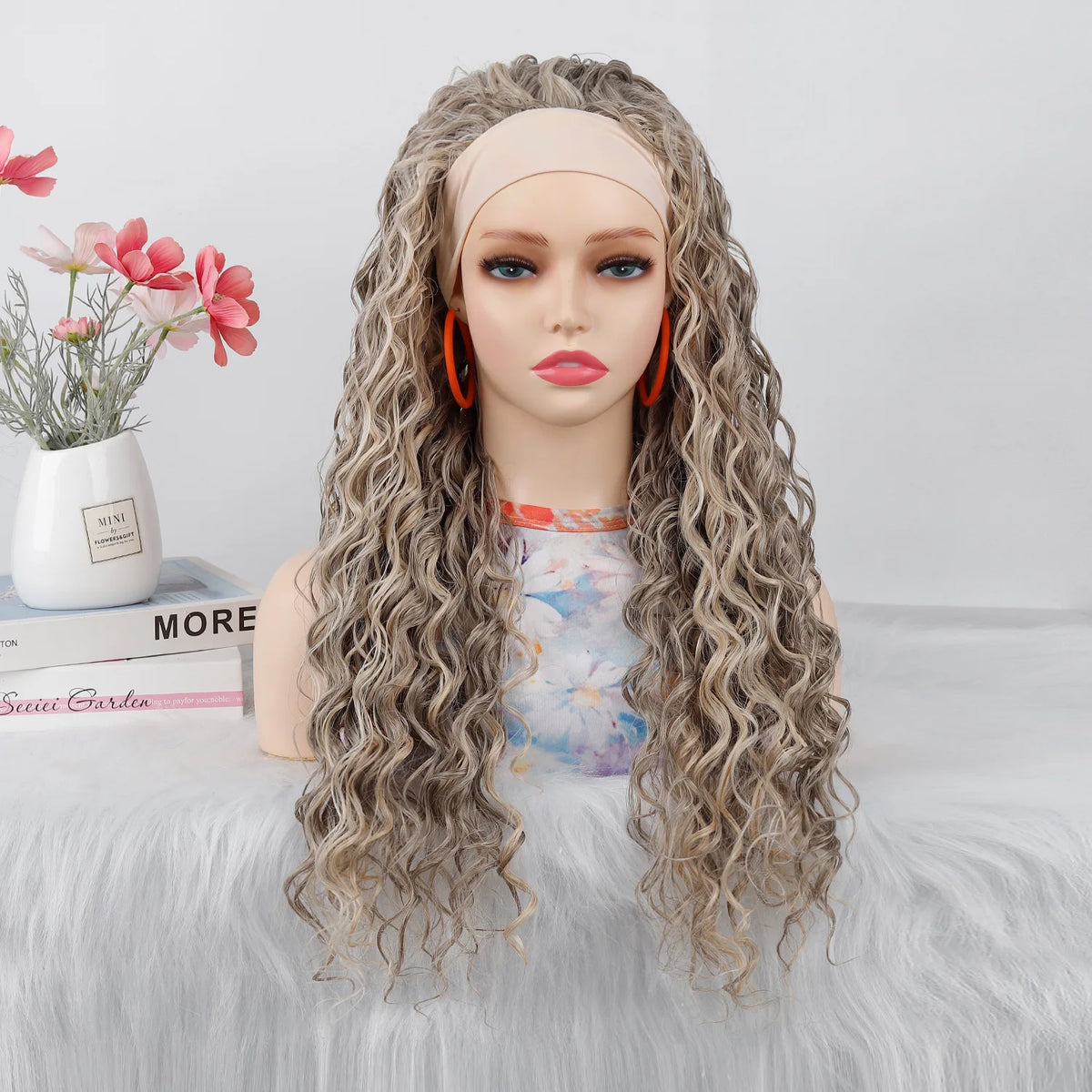 Synthetic Deep Curly Wigs Headband Wig Female Black/613/27/99J Blonde Wig Women Headband Wigs