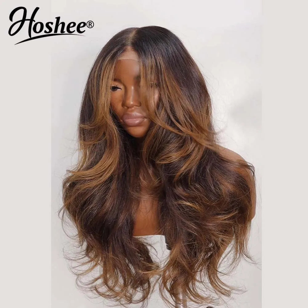 Blowout Looks Glueless, 4x4 Pre-cut Lace Wig Curtain Bangs Wear Go Front