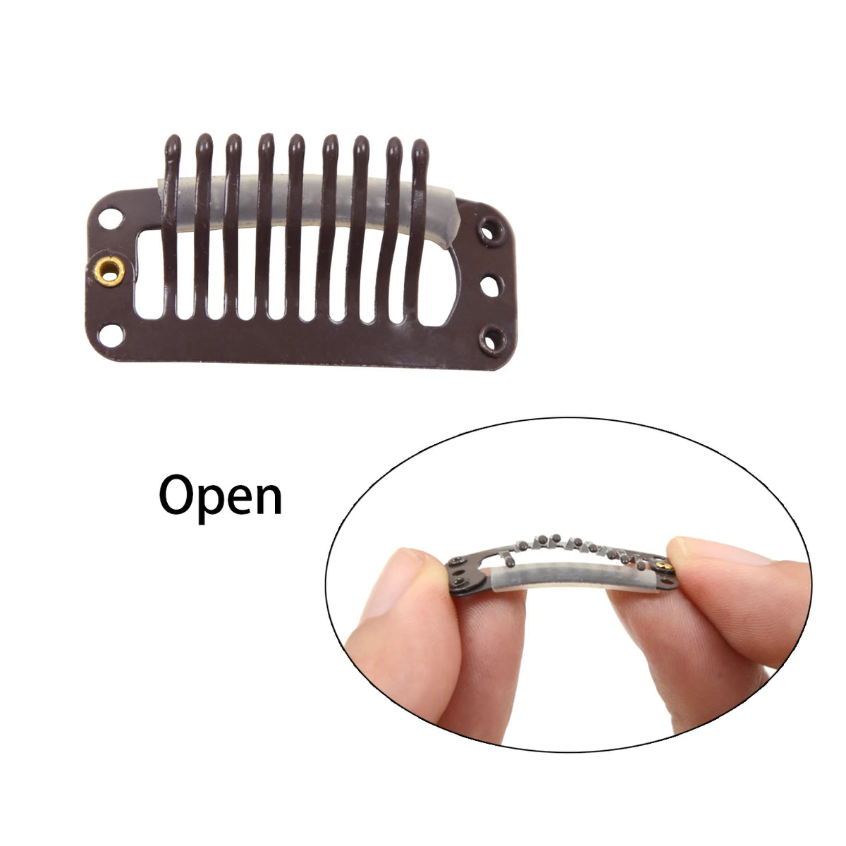 24 Pcs 9-teeth Beige/Brown/Black Hair Extension Clips Hair Extension Wigs Snap Clips Comb Small Snap Wig Accessories Clips