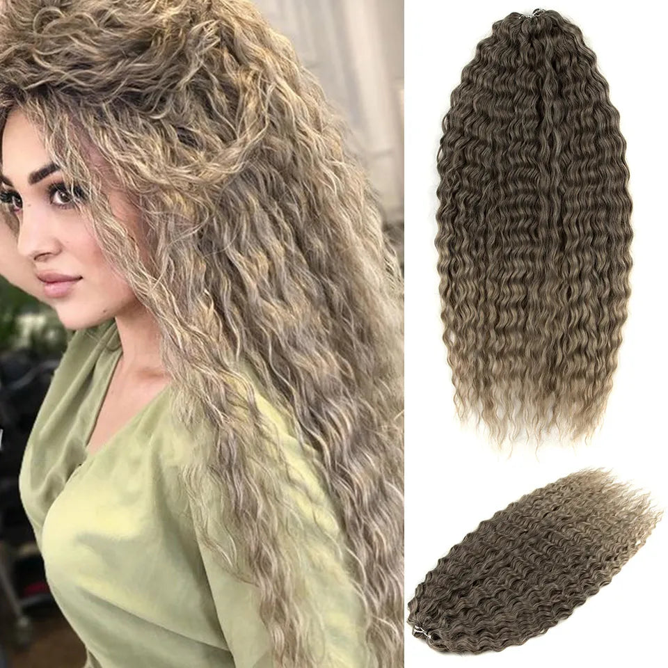 Synthetic Twist Crochet Curly Hair Water Wave Braid Ombre Blonde Brown Deep
