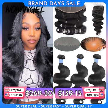 5x5/6x6/13x4/13x6 Body Wave Human Hair Bundles HD Lace Frontal Brazilian Remy Melt