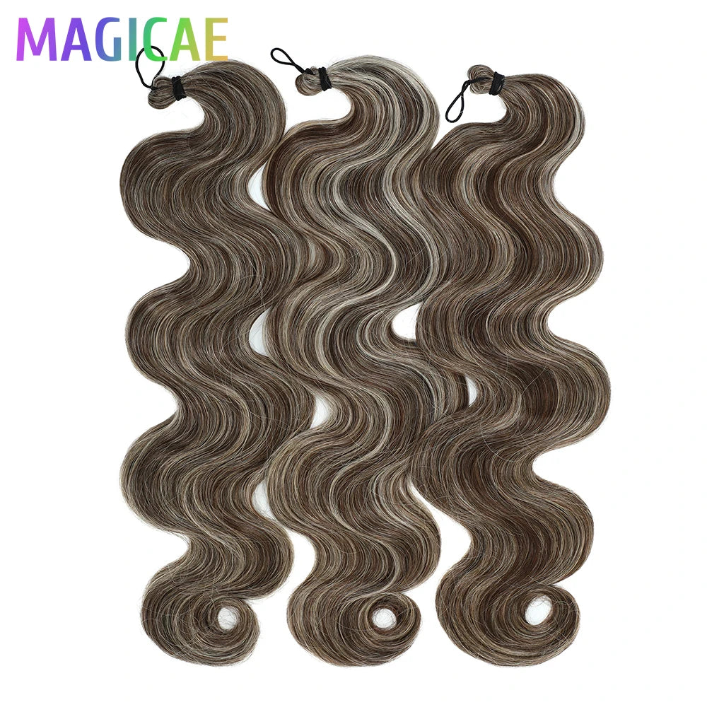 300G 26Inch Ombre Grey Crochet Braids Body Wave Light Brown Highlight Sp4/27/613