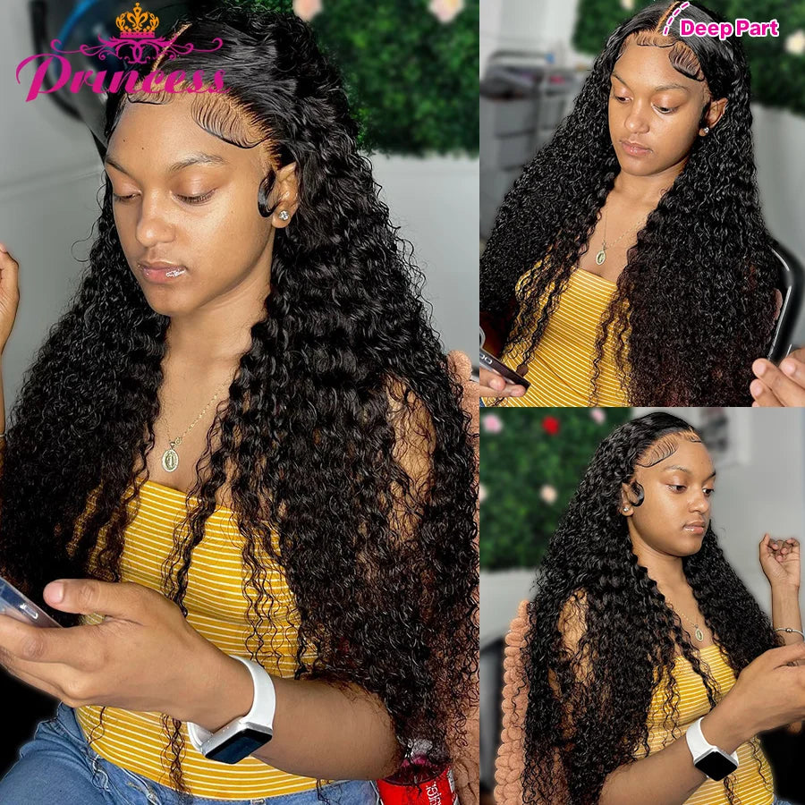 13x4/13x6 HD Transparent Lace Front Human Hair Deep Wave Wig, Pre-Plucked Brazilian, with Baby Hair