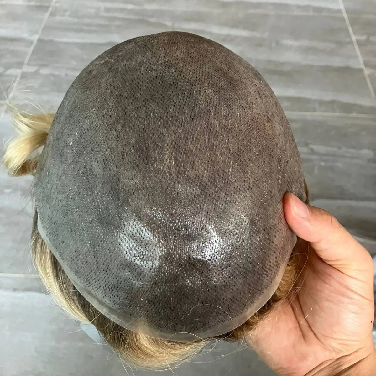 100% Human Hair Ombre Honey Brown Men's Wig Capillary Prosthesis System Natural