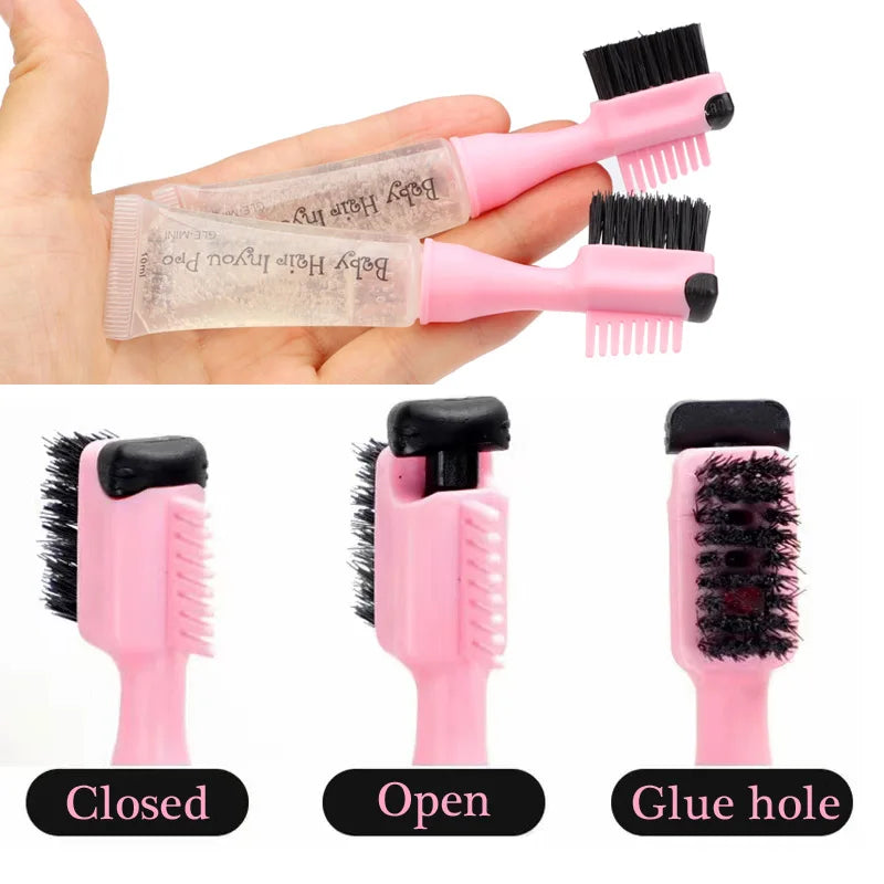 Baby Hair Edges Pro Brush Gel Squeeze Tube 10Ml Refill Gel Replacement Tube 20Ml, Professional Edge Control Brush And Gel 3 In 1