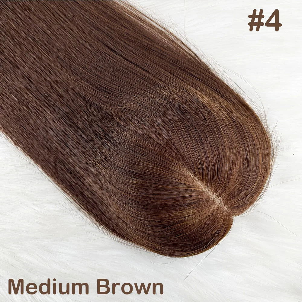 14x16CM Straight Hair Topper Skin Silk Base Virgin Human Piece Cover Breathable