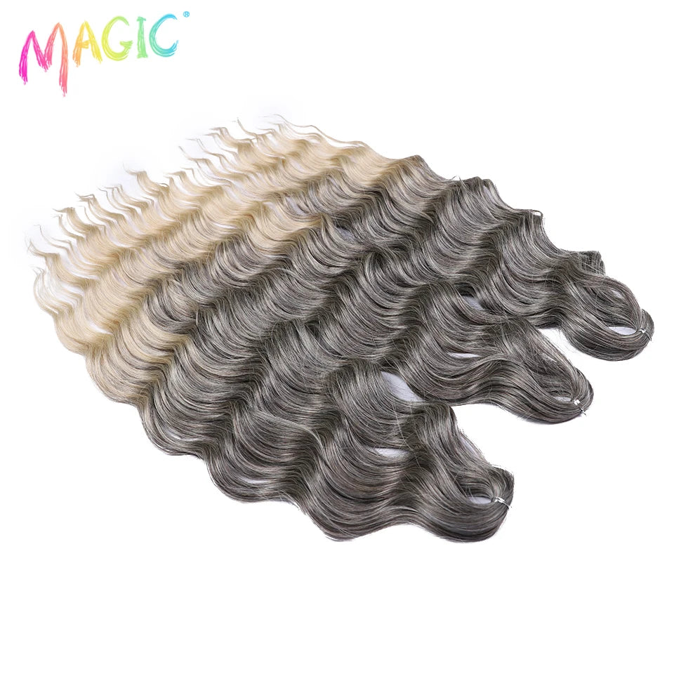 Water Wave Braiding Hair Extensions Ombre Blonde Deep Afro Curl Twist Crochet