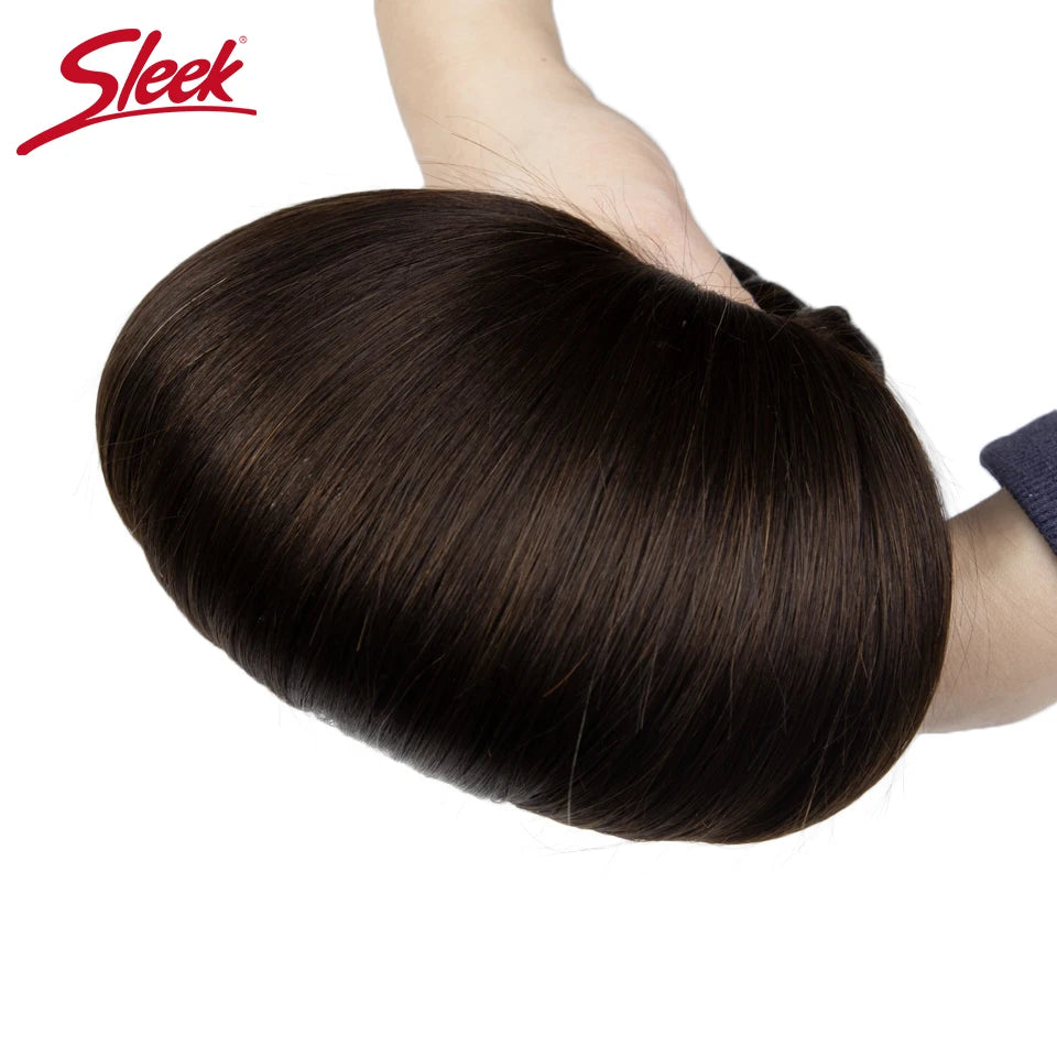 Sleek Peruvian Straight Human Hair Double Drawn Natural Weave Bundles Brown Remy
