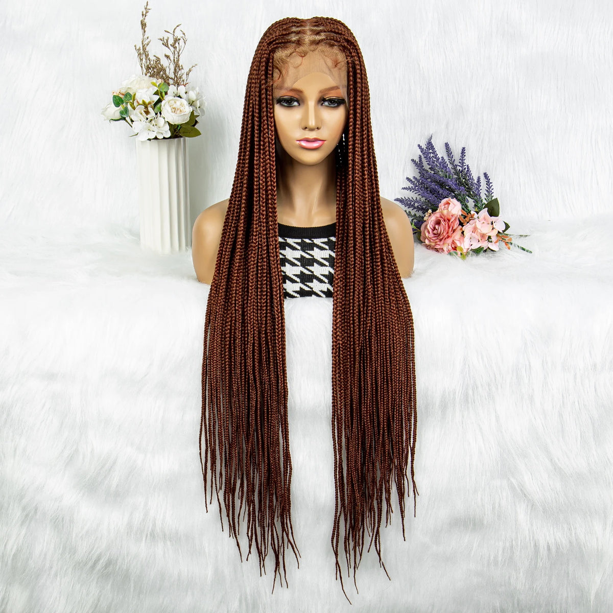 Synthetic Transparent HD Full Lace Braided Wigs Crochet Braid Braiding Hair Knotless