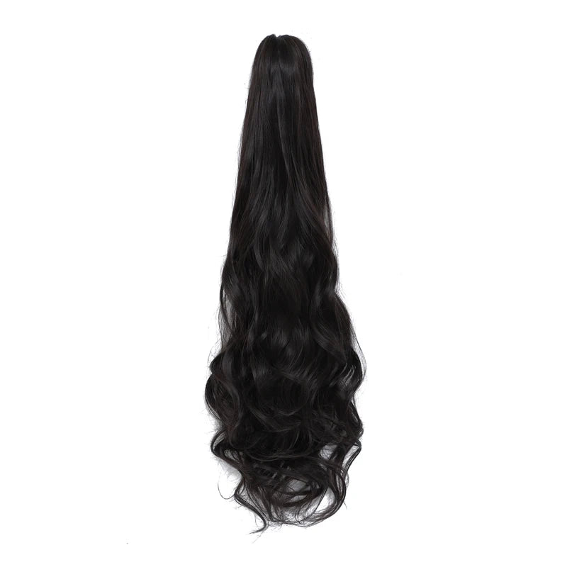 Long Wave Claw Clip Ponytail Extension, Synthetic Heat Resistant False Hair Piece