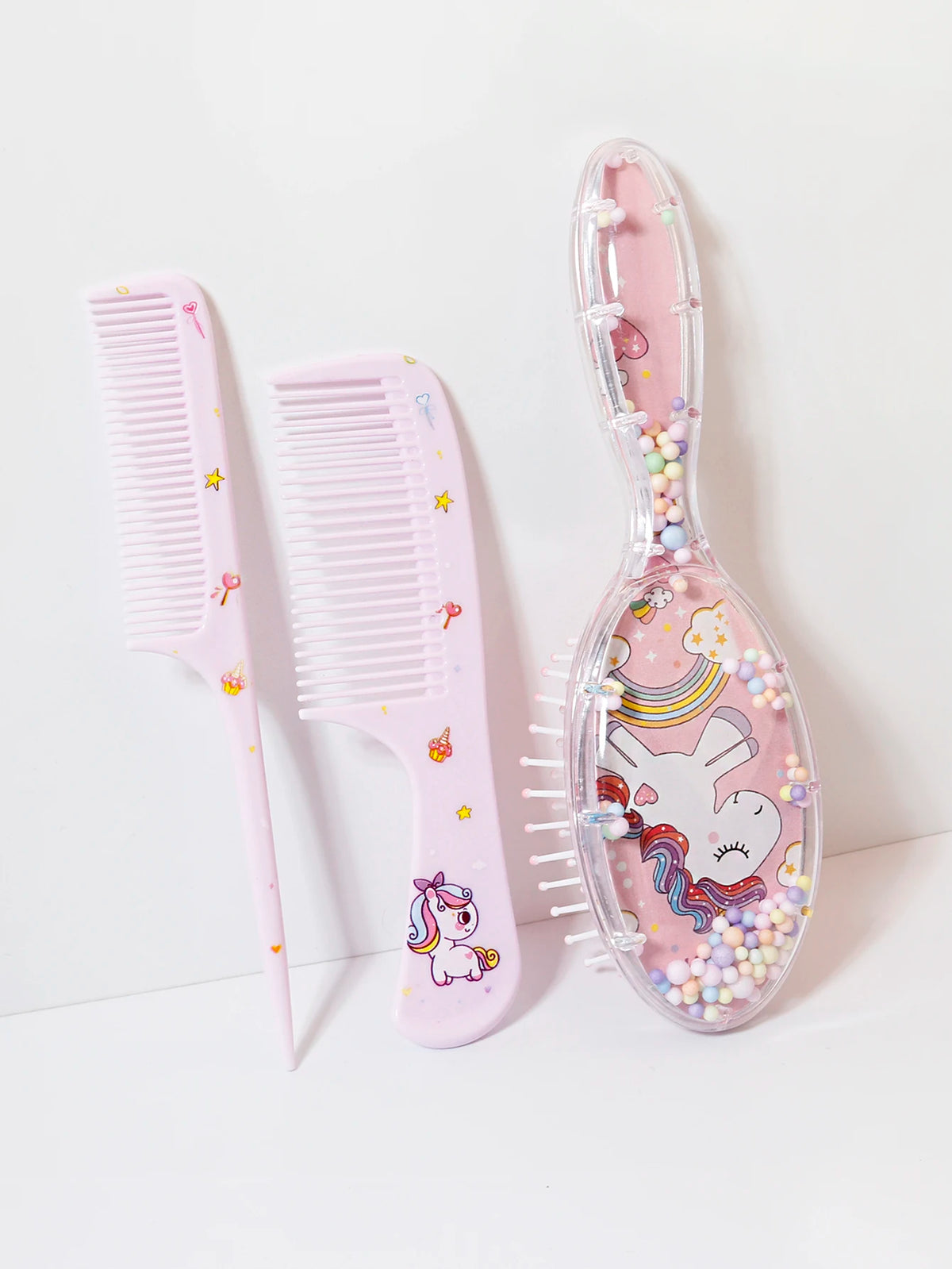 3pcs cartoon Comb Set, Wet and Dry Dual-Use, Hair Styling, Suitable for Any Hair Texture, Gift Set