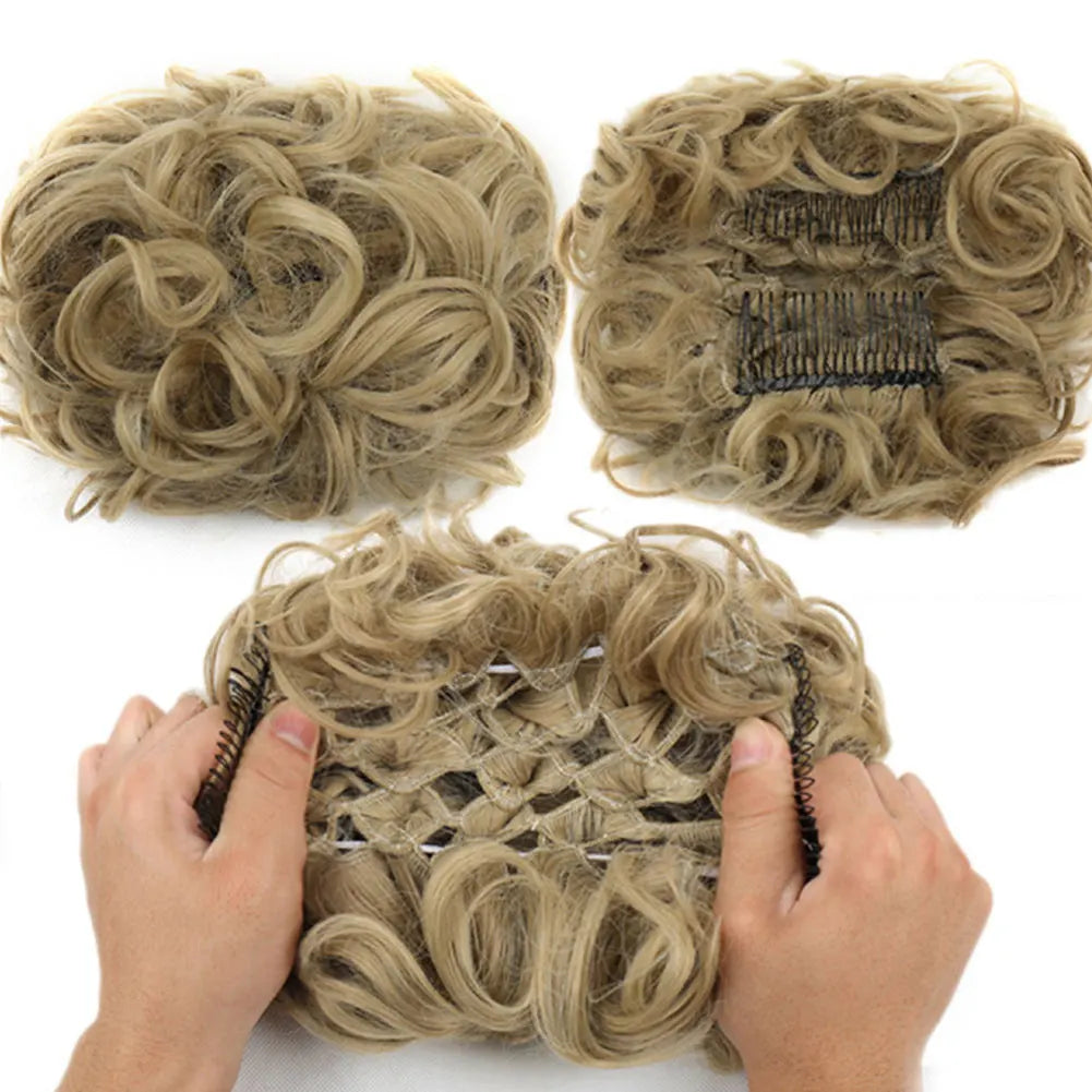 Synthetic Large Comb Clip in Curly Hair Extension Chignon Pieces Updo Cover