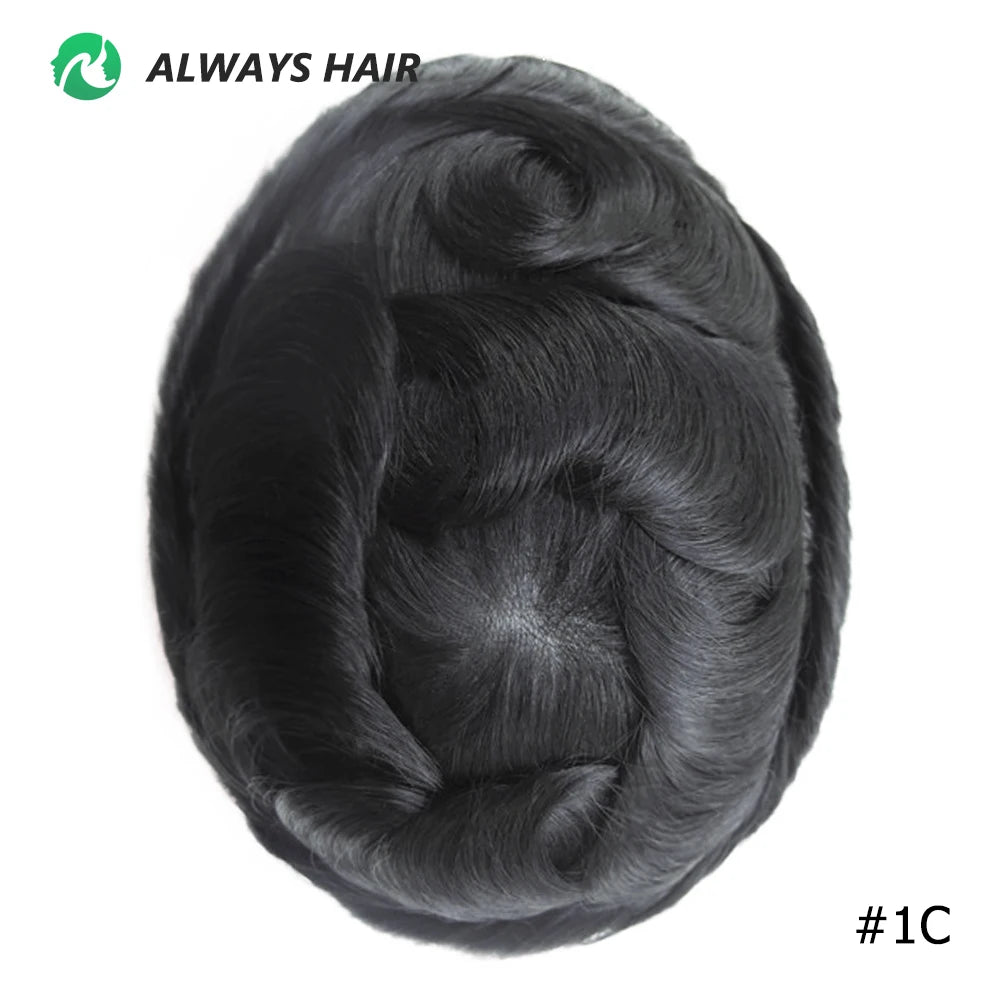 6 Inches Indian Hair Prosthesis Man Human Hair Natural 12-14 Polyskin Gray Human Capillary Prosthesis for Men