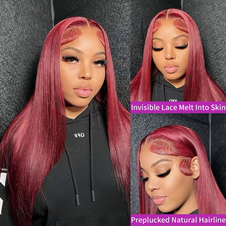 Burgundy Glueless Wigs Human Hair 99J HD Lace Vietnamese Super Double Drown