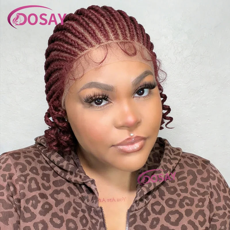 8 Inch Synthetic Short Bob Cornrow Braided Wig with Baby Hair, Knotless Box Braids