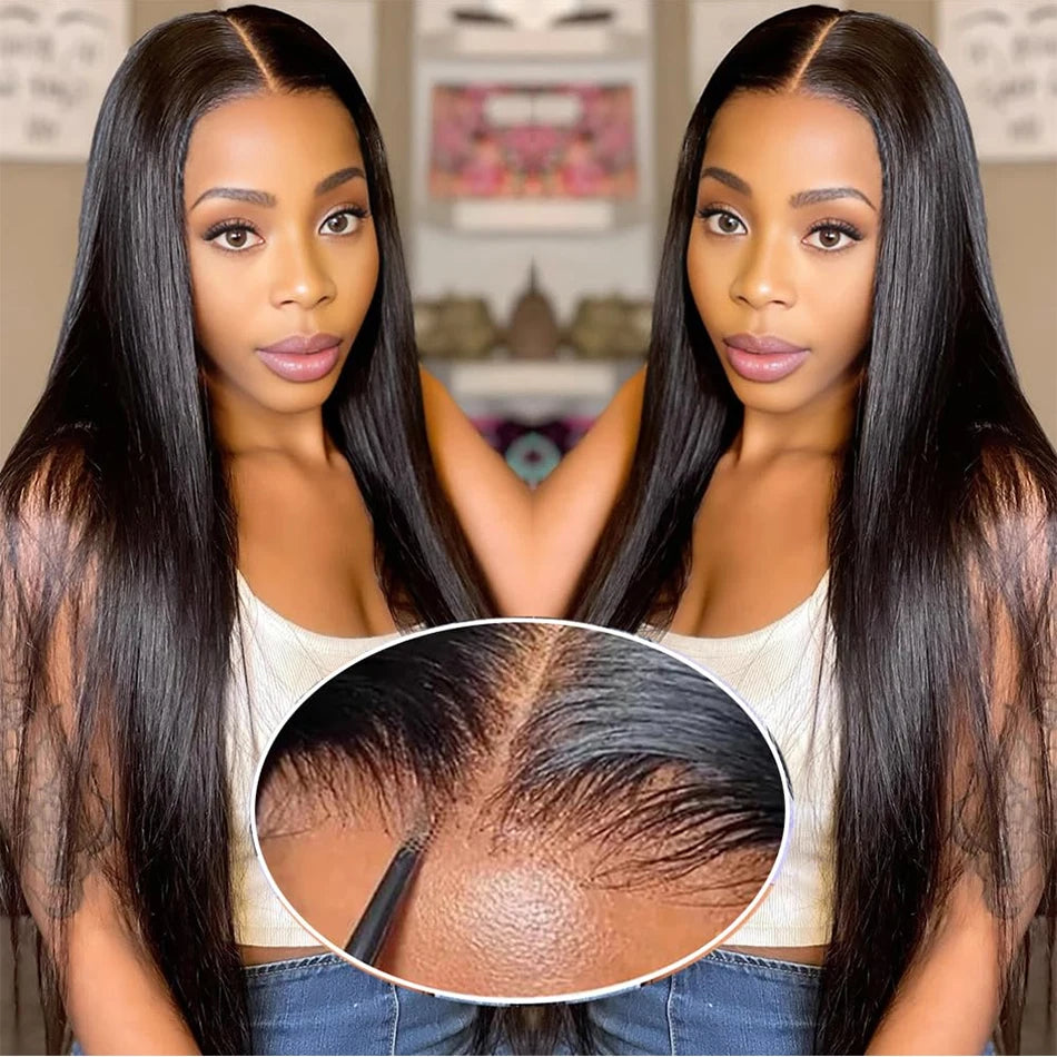 Wear Go Glueless Human Hair Wigs Pre Plucked Brazilian Straight, 13x4 HD