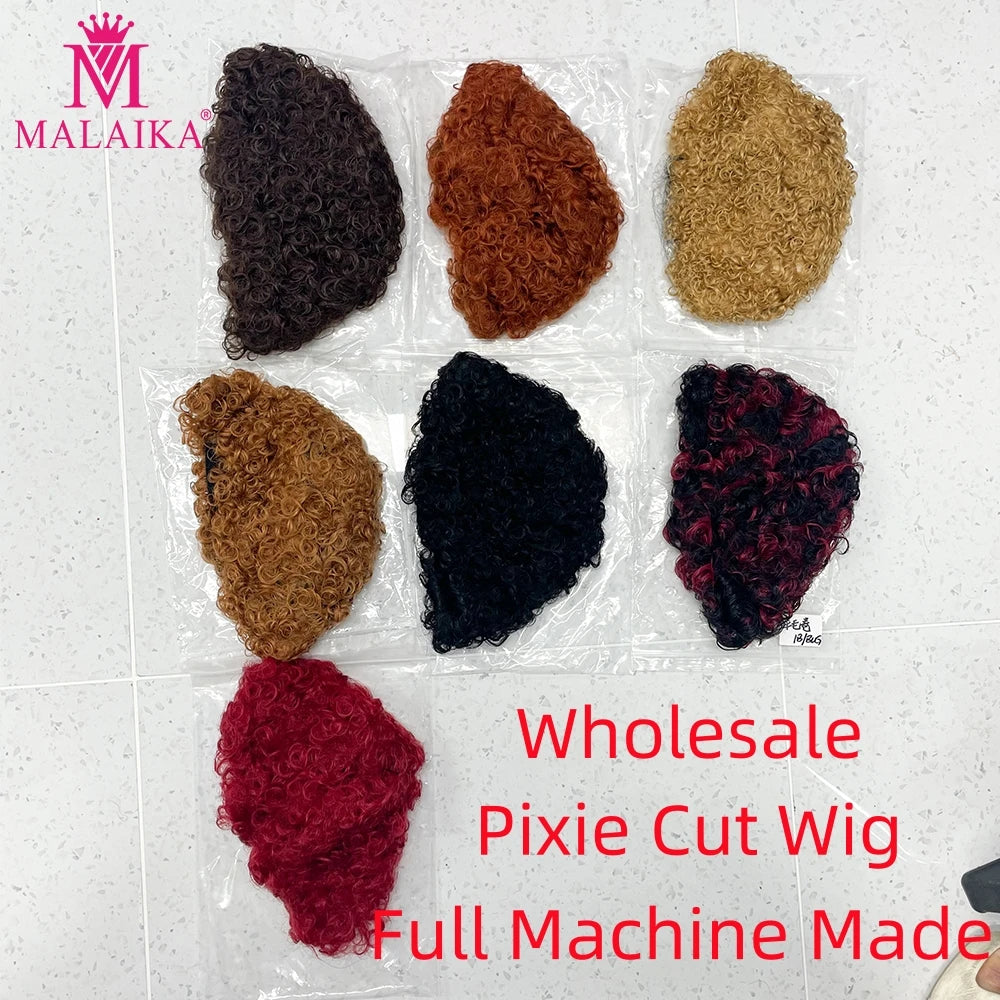 Wholesale Short Curly Wigs Pixie Cut, 100% Human Hair Chioma Trendy Full