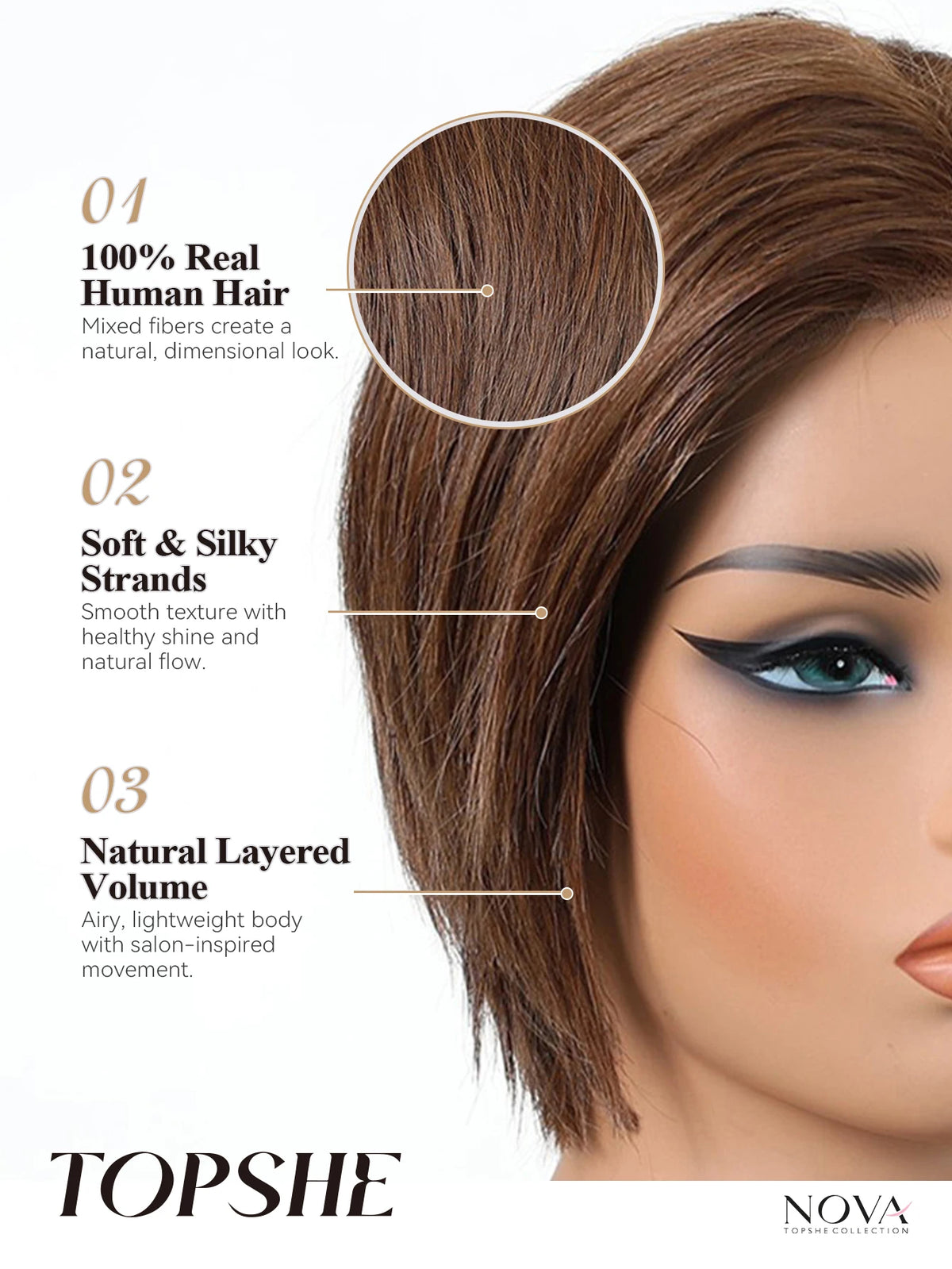 100% Real Human Hair Short Bob Wig Dark Brown Lace Front Hand-tied