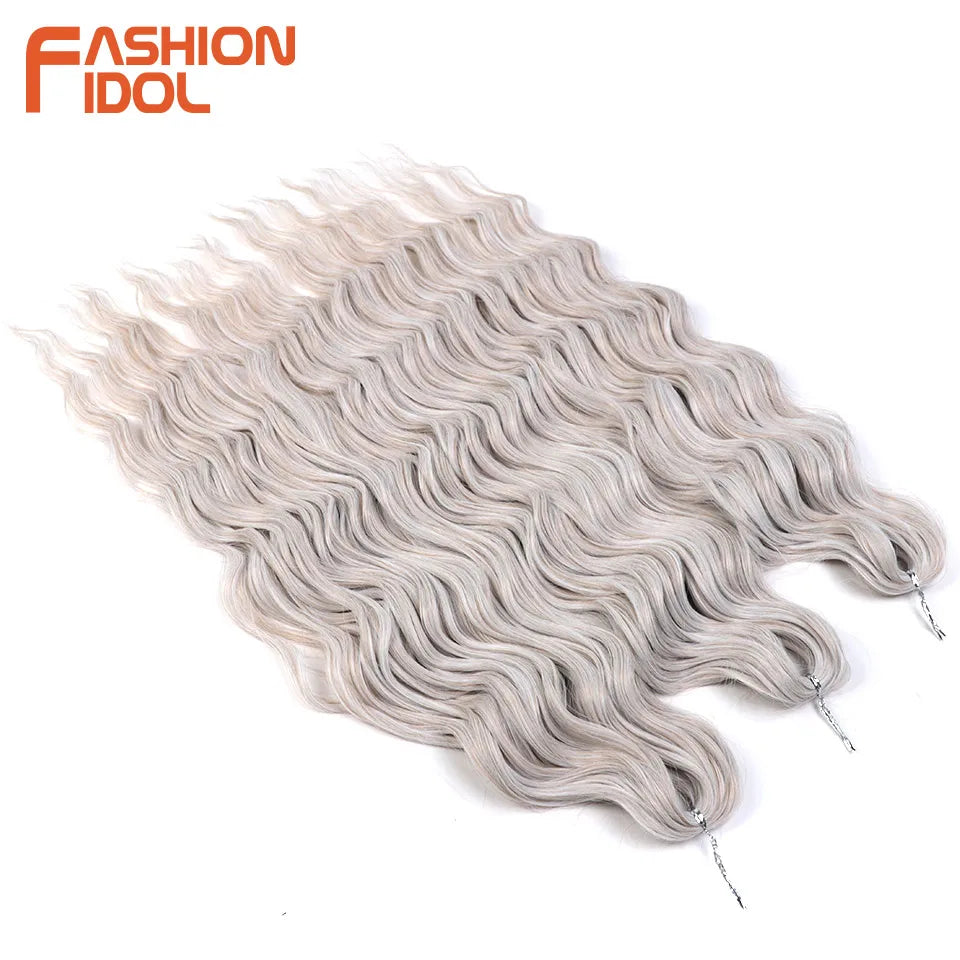 Loose Deep Wave Synthetic Braiding Hair Extensions - 24 Inch Water Wave, Ombre Blonde Twist Crochet