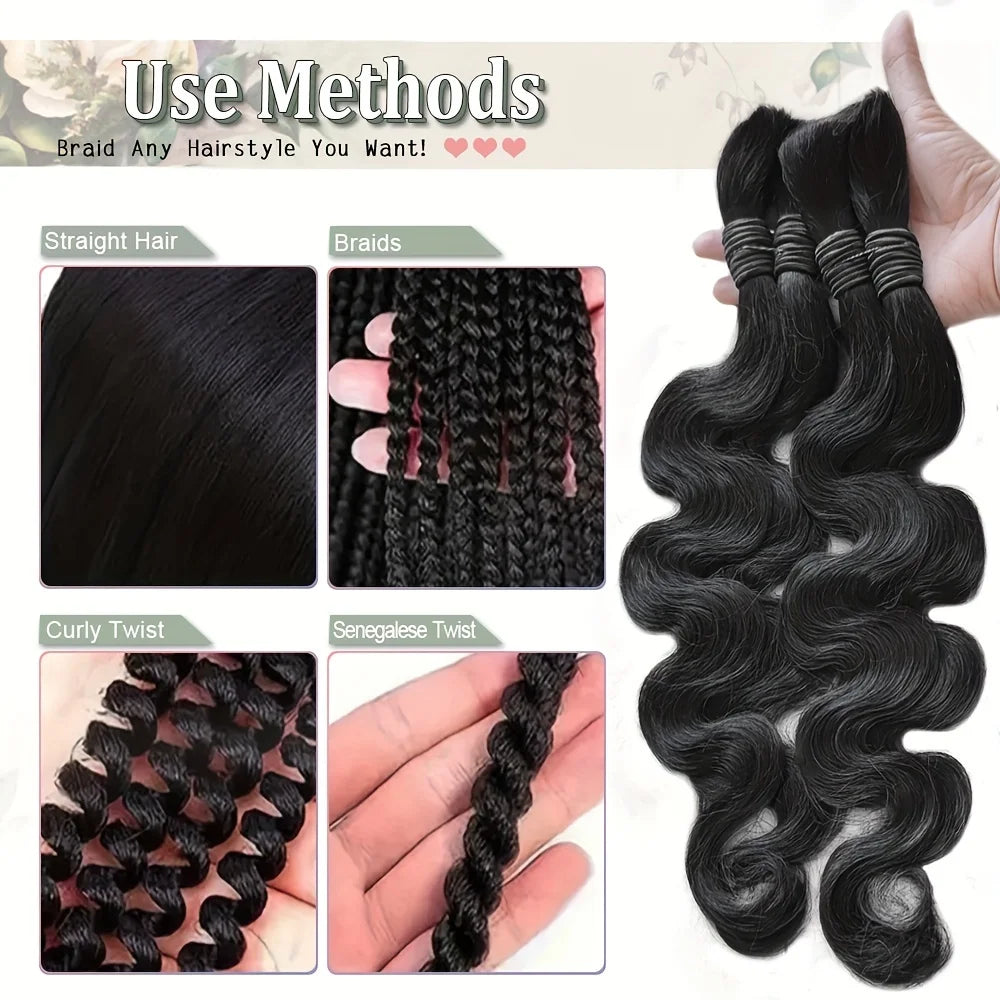 12A Body Wave Bulk Human Hair No Weft Unprocessed Virgin Remy Soft