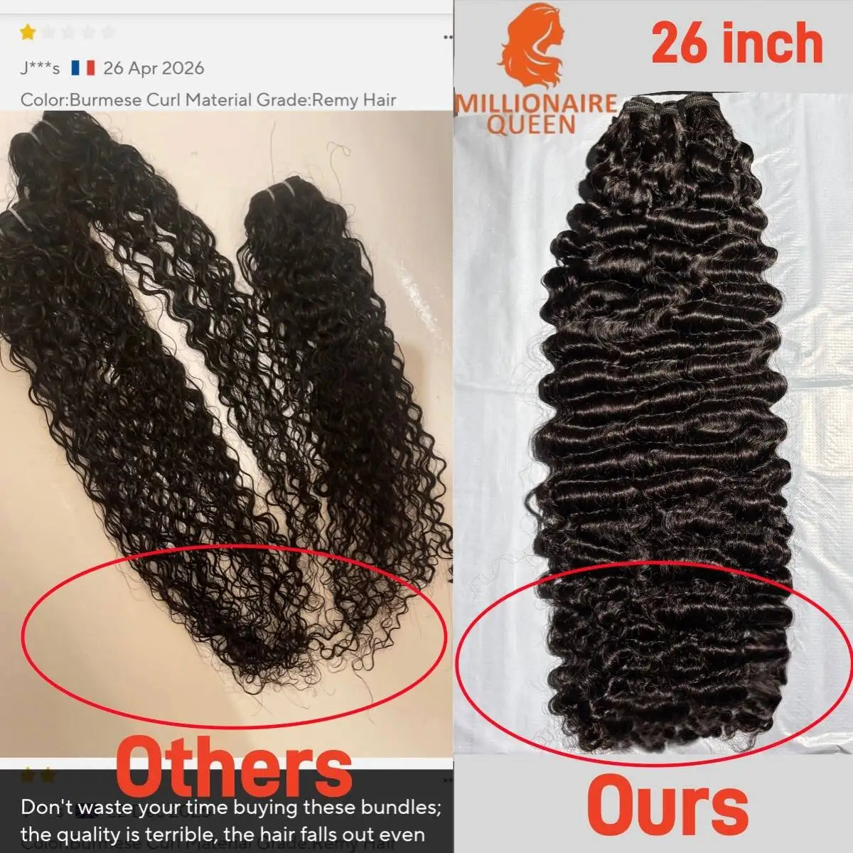 3C4A Burmese Curly Virgin Human Hair Bundles for Full Head