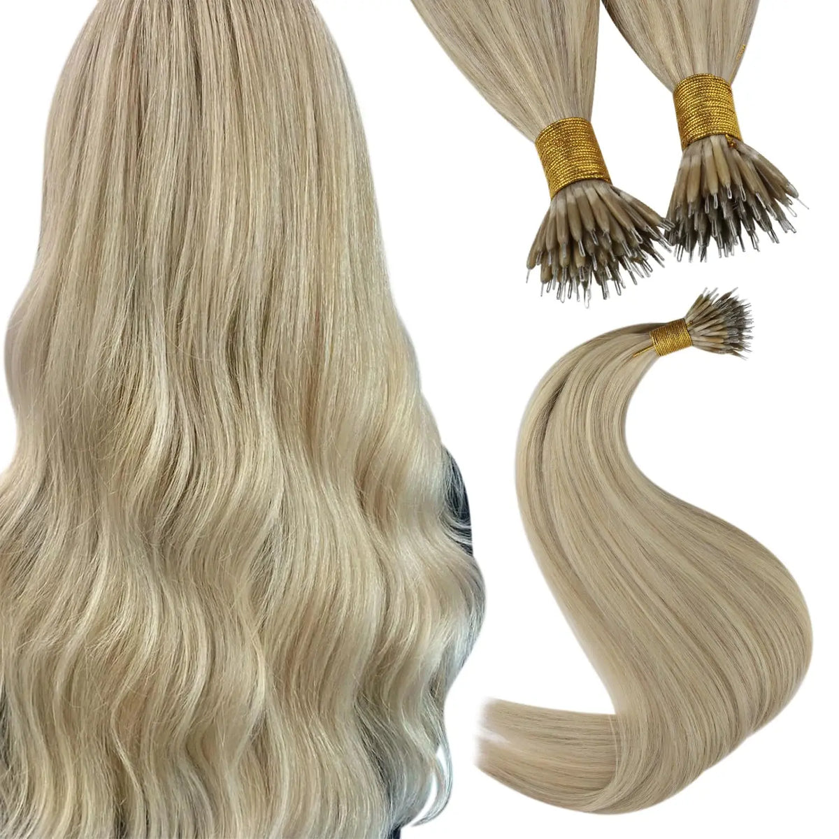 Nano Bead Hair Extensions Human Cold Fusion Tip Link 50G/50S Loop Pre
