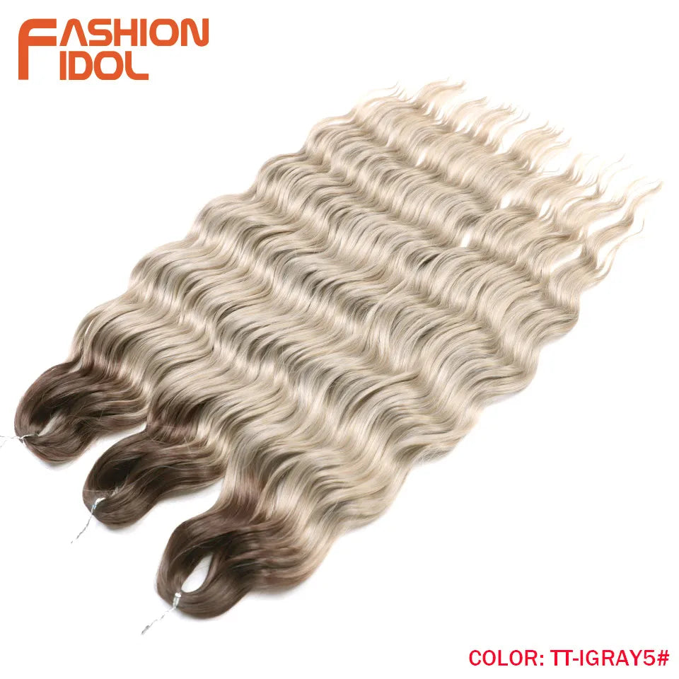 Loose Deep Wave Synthetic Braiding Hair Extensions - 24 Inch Water Wave, Ombre Blonde Twist Crochet