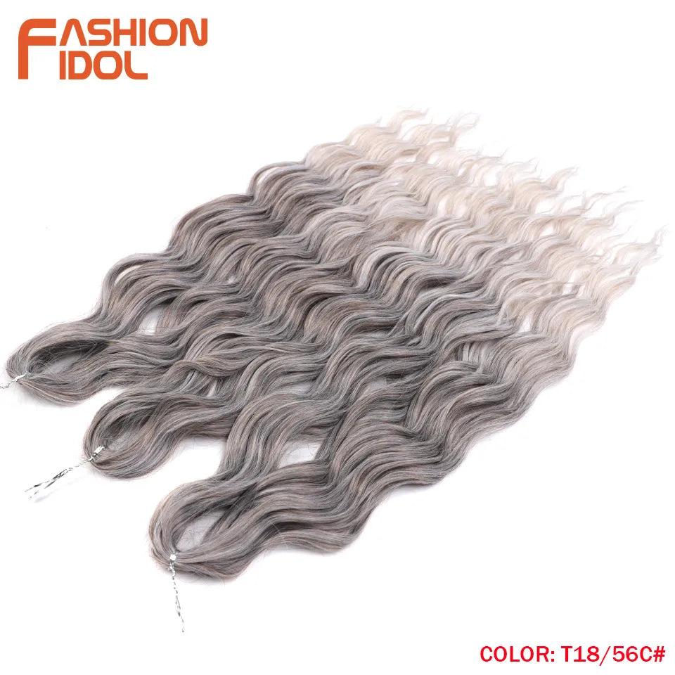 Loose Deep Wave Synthetic Braiding Hair Extensions - 24 Inch Water Wave, Ombre Blonde Twist Crochet