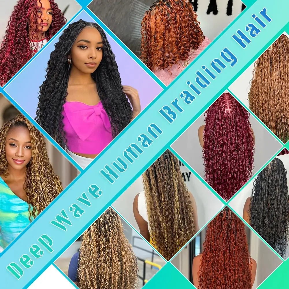 Deep Wave Bulk Human Hair Braiding Blonde Brown Curly Brazilian Extensions Micro