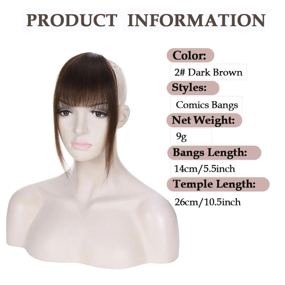 Sego Clip in Bangs, 100% Real Human Hair Extensions Fake Fringe Air