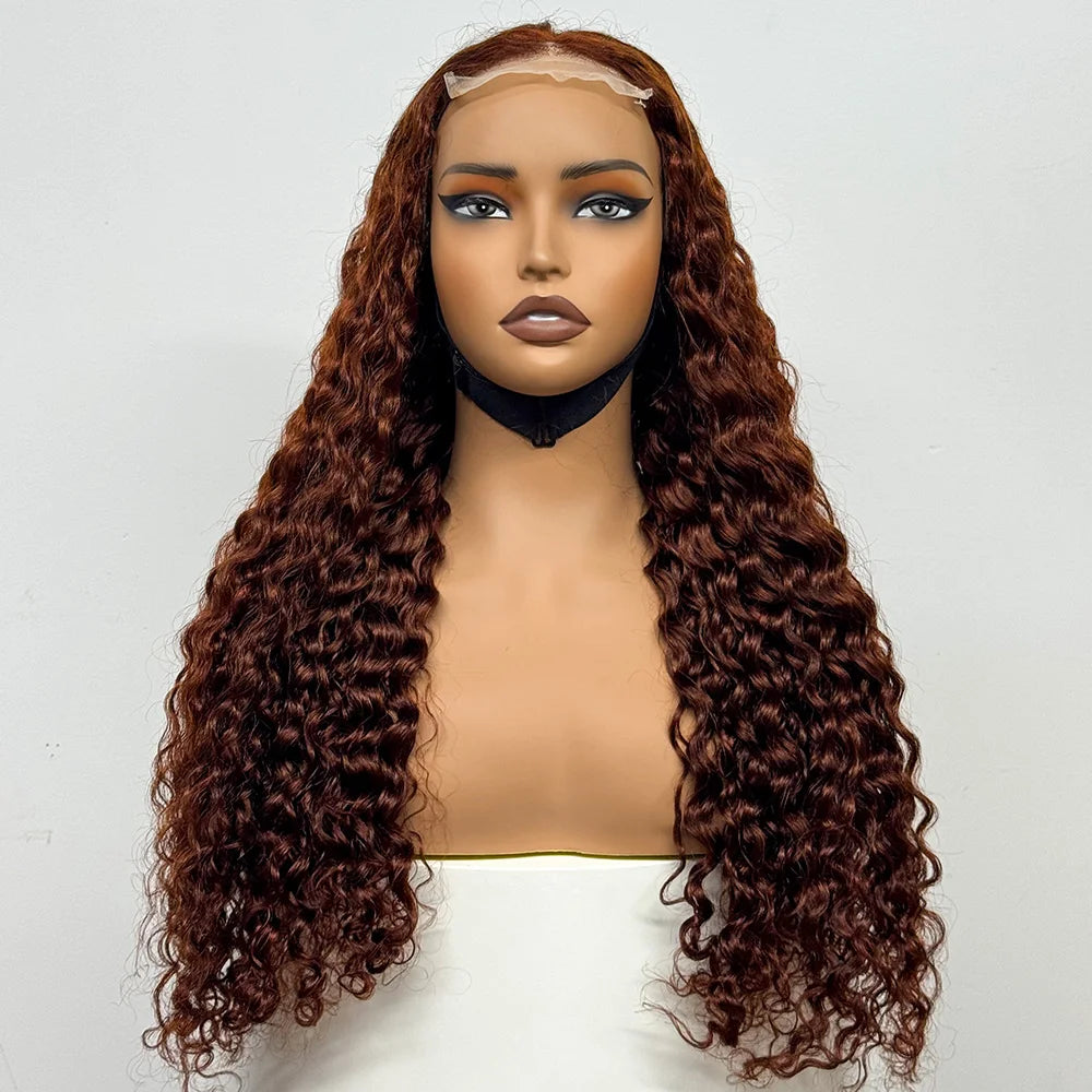 Water Wave Human Hair Lace Closure Wig, 4x4 Transparent Lace, 300% Density