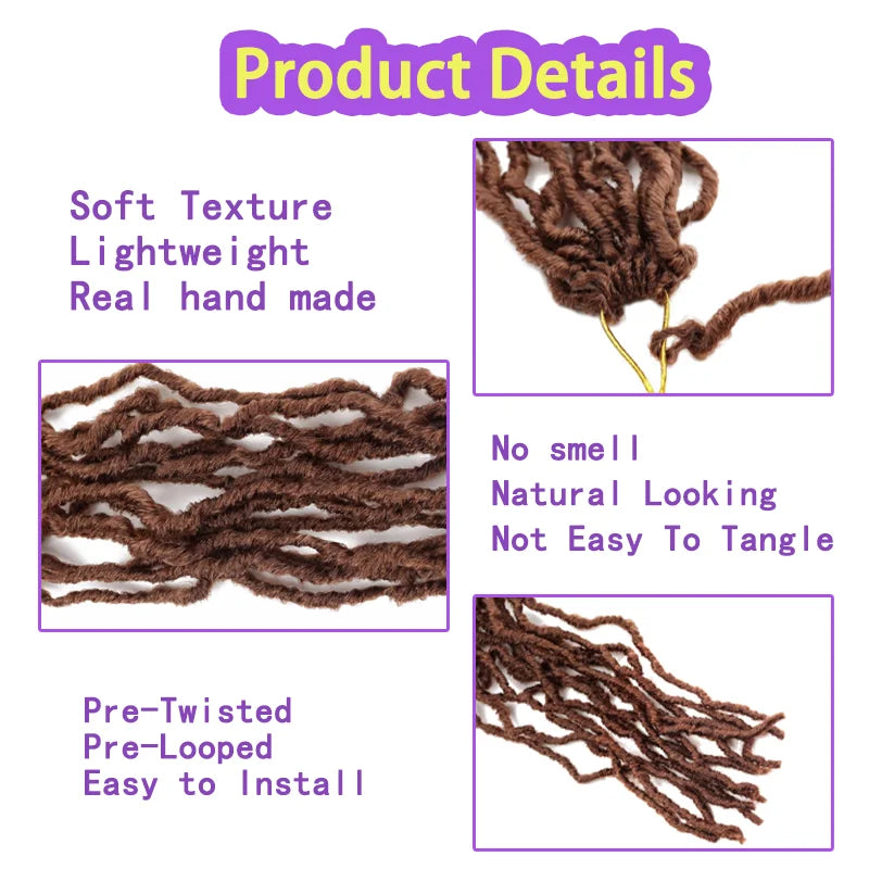 Brown Soft Synthetic Locs 30 Inch 7 Packs Faux Locs Color 30 Crochet Locs Hair Whole Strand No Extended Pre-looped Long Locs