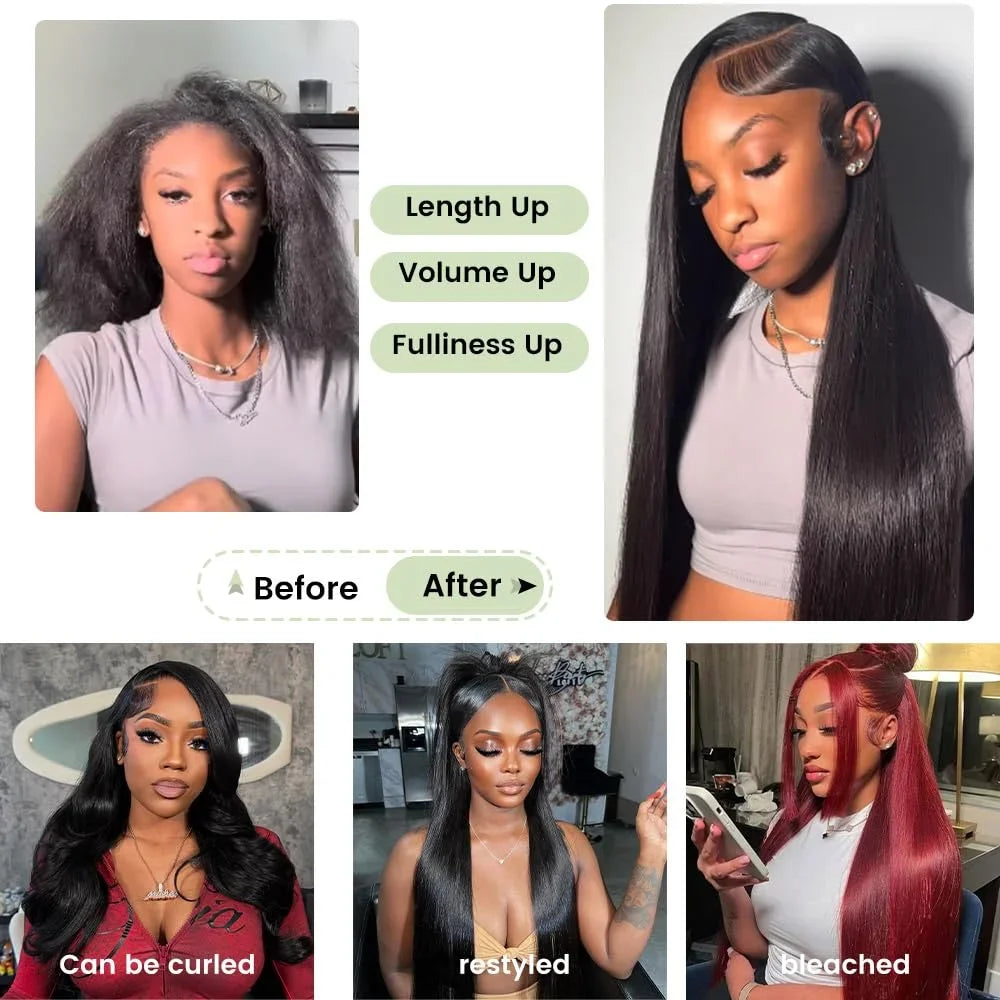 Straight Human Hair Bundles 16A Double Weft Bone Brazilian Virgin Raw Extensions