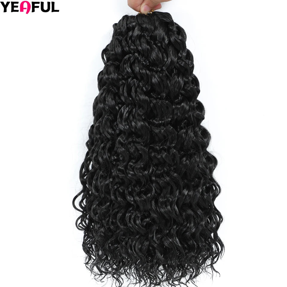Curl Crochet Hair 14inch 1-8 Packs Ombre Brown Water Wave Curly Braiding
