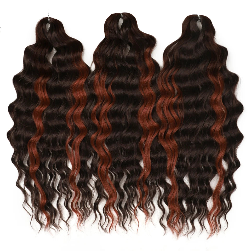 Synthetic Loose Deep Wave 24" Braiding Hair Extensions Water Braid Ombre Blonde