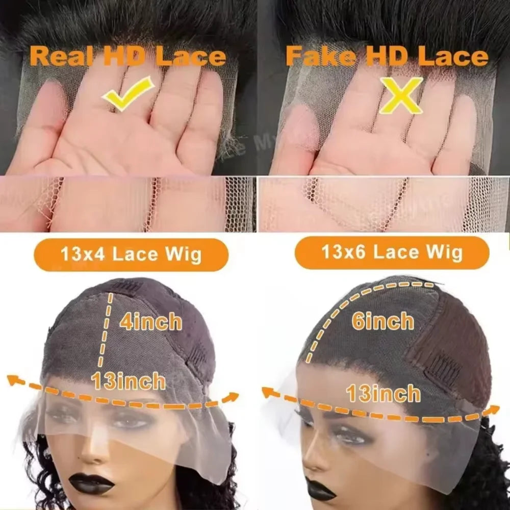 Deep Wave 13x6 Lace Front Human Hair Wig, 200% Remy Curl Glueless